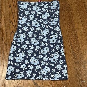 Edikted Navy Floral strapless dress
